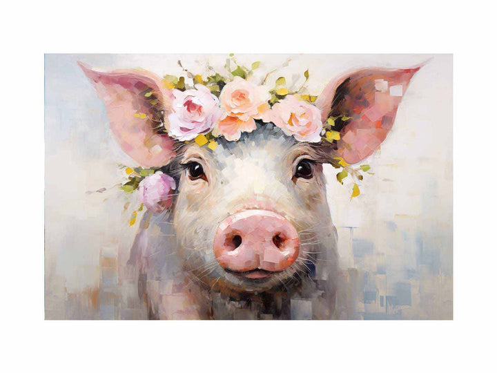 Pig Flower Modern Art Painting 