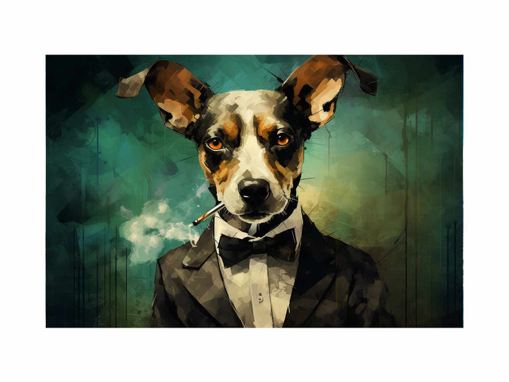 Dog Smoke Modern Art Painting 