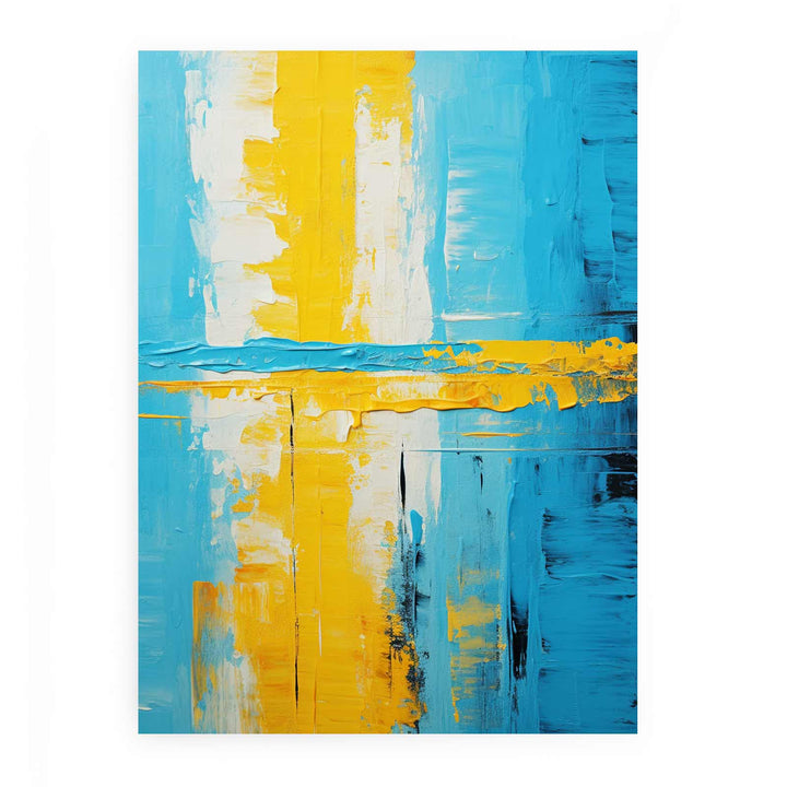 Abstract Knife Art Blue Yellow Painting