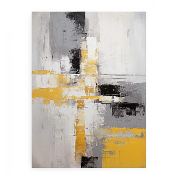 Abstract Painting Grey Yellow