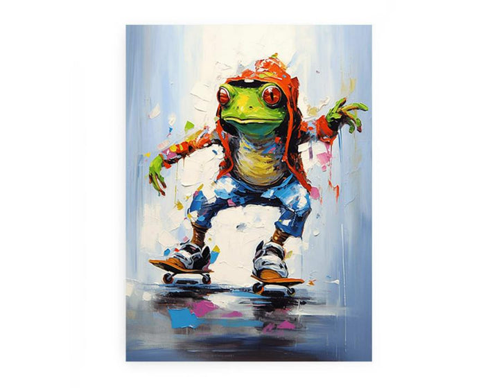 Frog Skates Modern Art Painting 