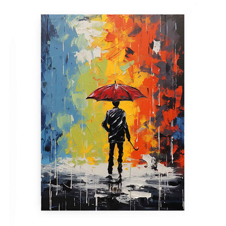 Man Umbrella Modern Art Painting 