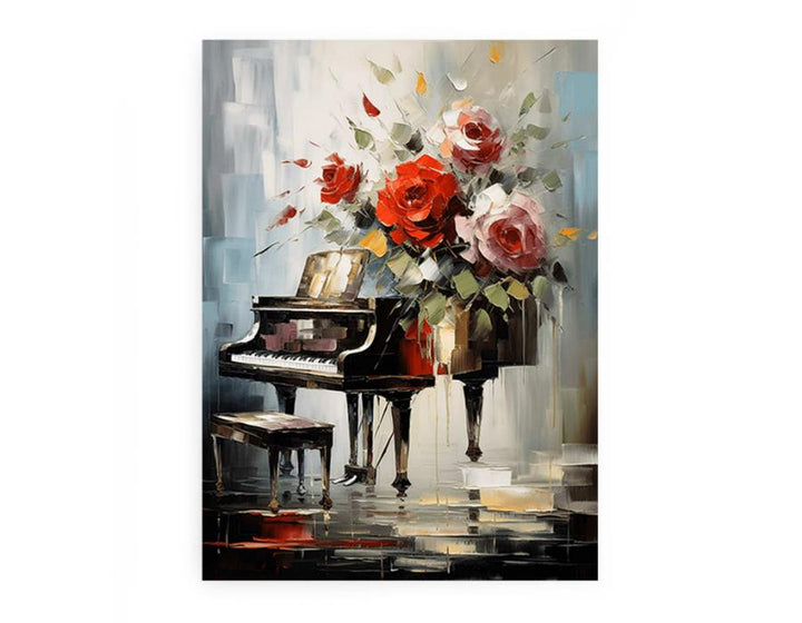 Piano Flower Modern Painting 