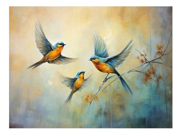 Three Bird Modern Art Painting