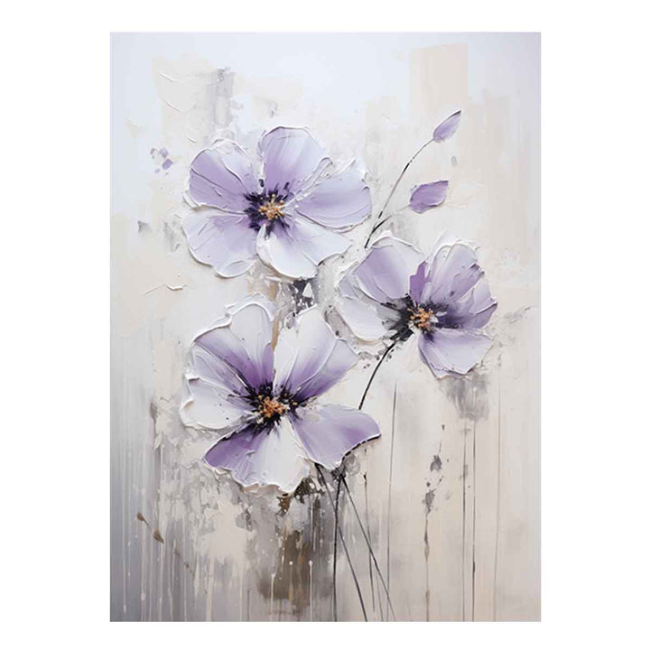 Flower Art Purple Grey Painting 