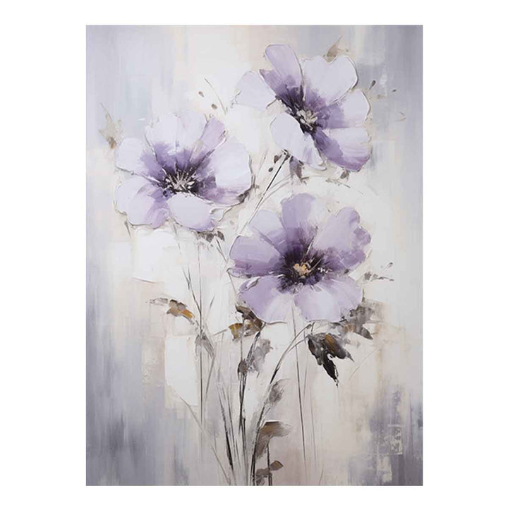 White Purple Art Flower Painting 