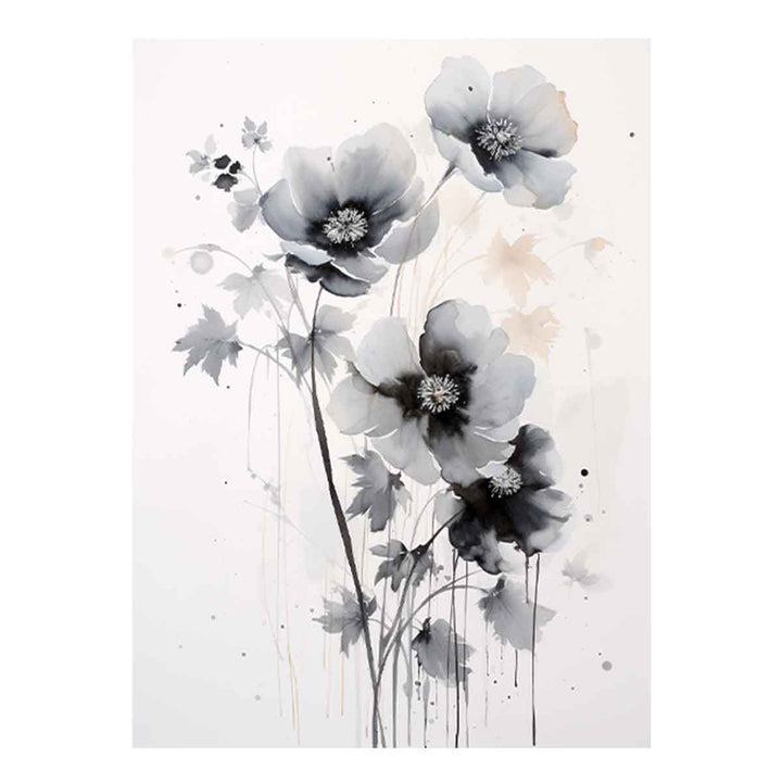 Black White Flower Painting 