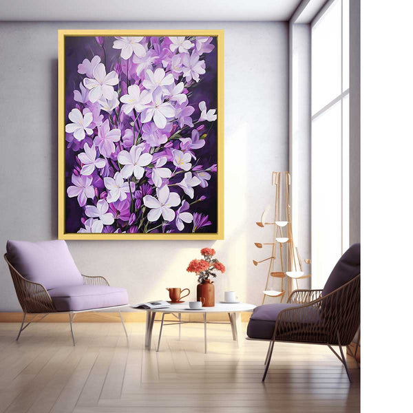 Flower Art Purple White Painting