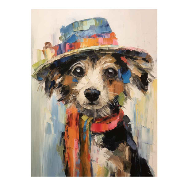 Dog Wearing Hat Modern Art