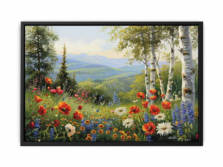 Beautiful Landscape Painting Of Flowers 