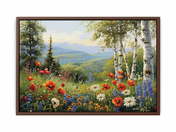 Beautiful Landscape Painting Of Flowers  Art Print