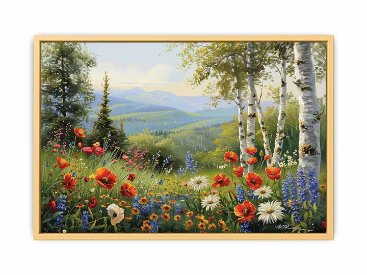 Beautiful Landscape Painting Of Flowers  Poster