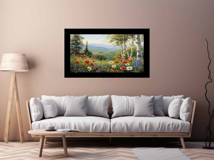 Beautiful Landscape Painting Of Flowers 