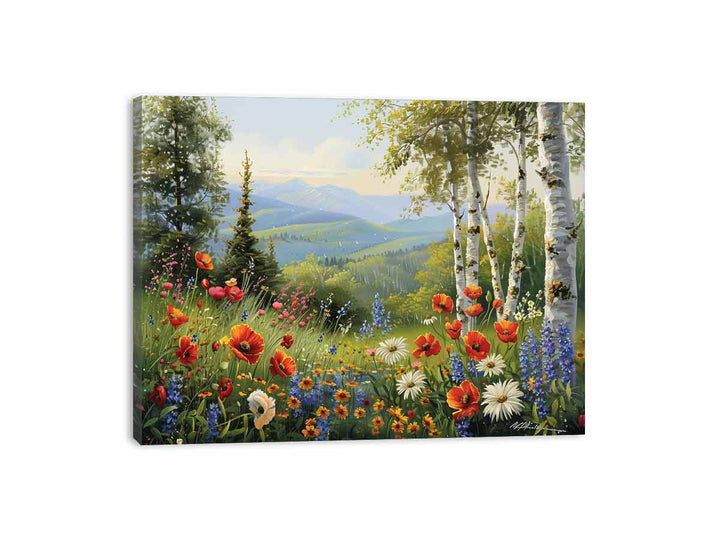 Beautiful Landscape Painting Of Flowers 