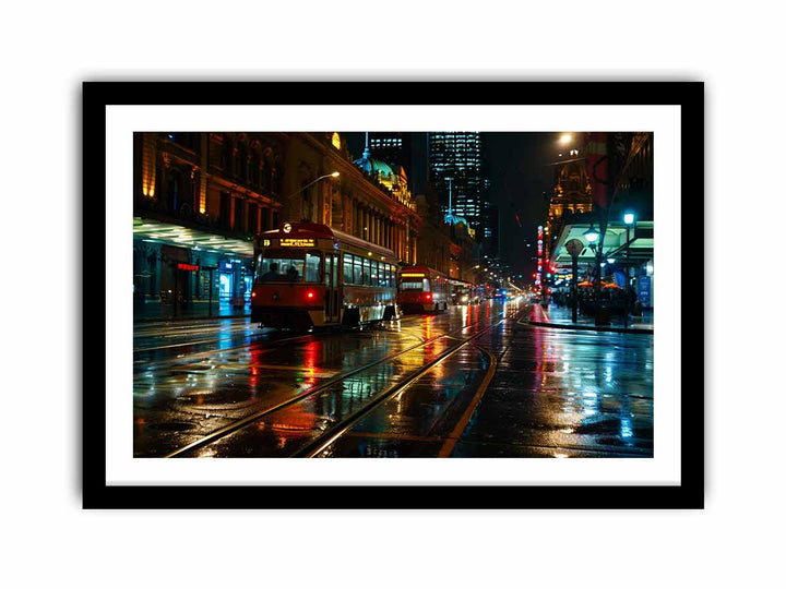 Flinders Street Night  Art Print