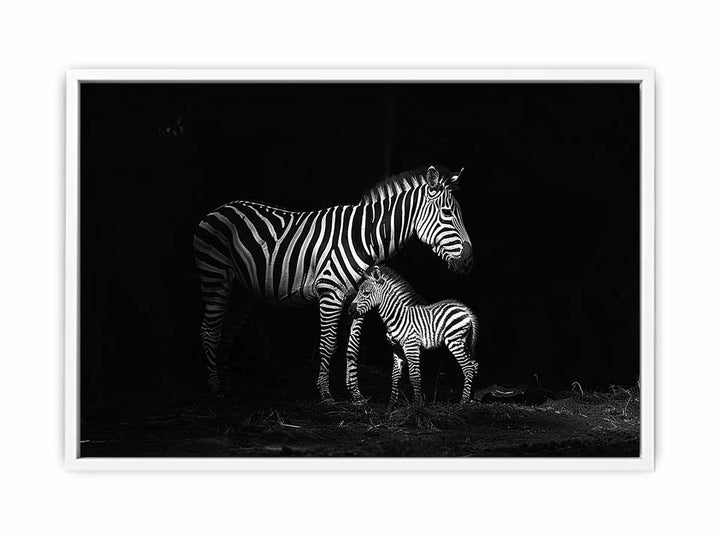 Zebra Mum & Baby Framed Print