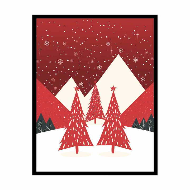 Red Christmas Tree  Painting