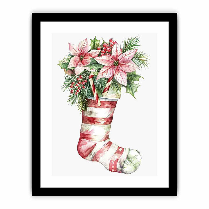 Christmas Striped Stockings  Art Print