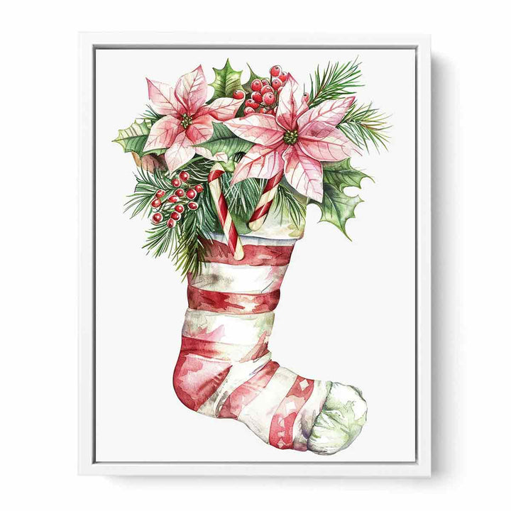 Christmas Striped Stockings Framed Print