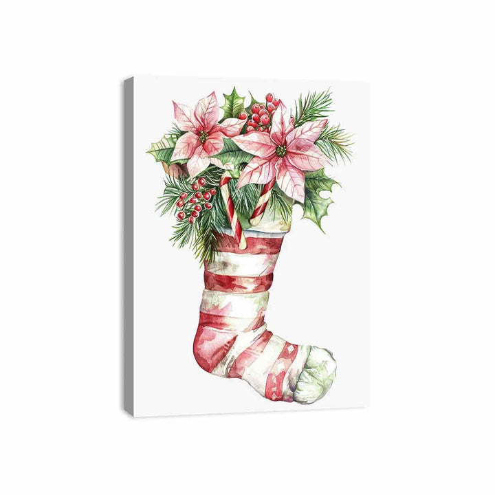 Christmas Striped Stockings Canvas Print