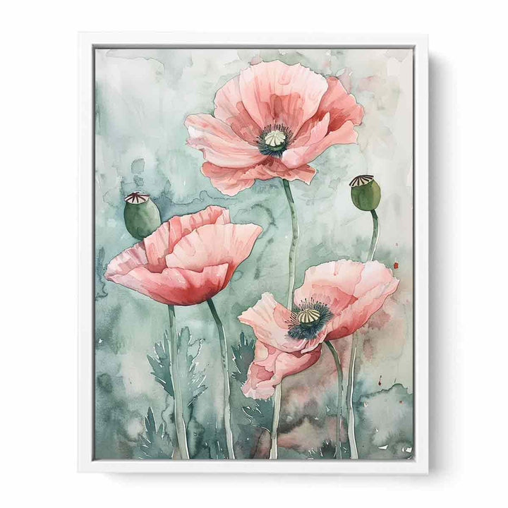 Watercolor Poppies Framed Print