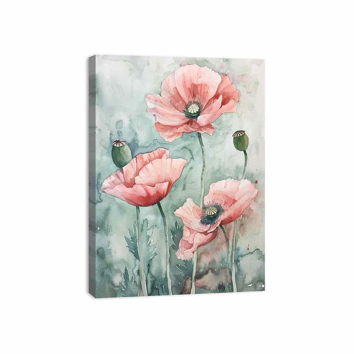 Watercolor Poppies Canvas Print