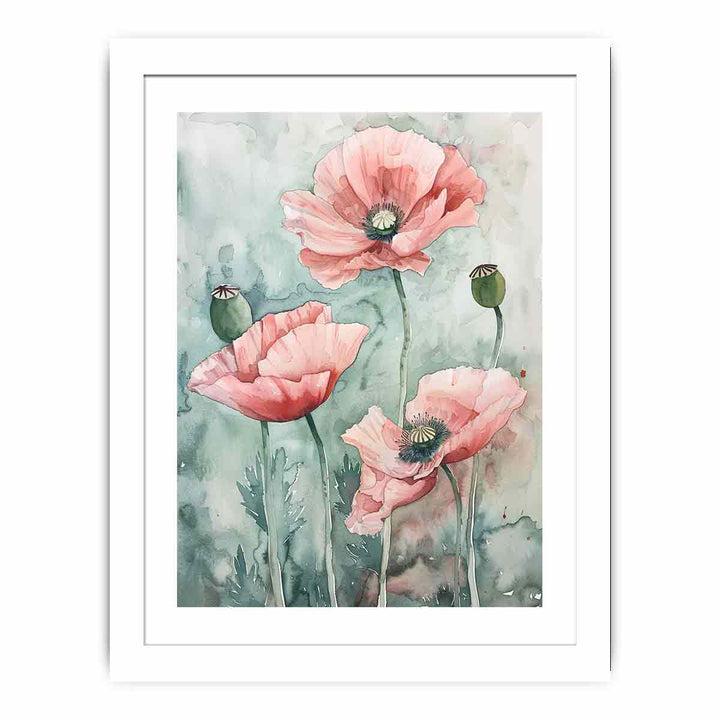 Watercolor Poppies Streched canvas