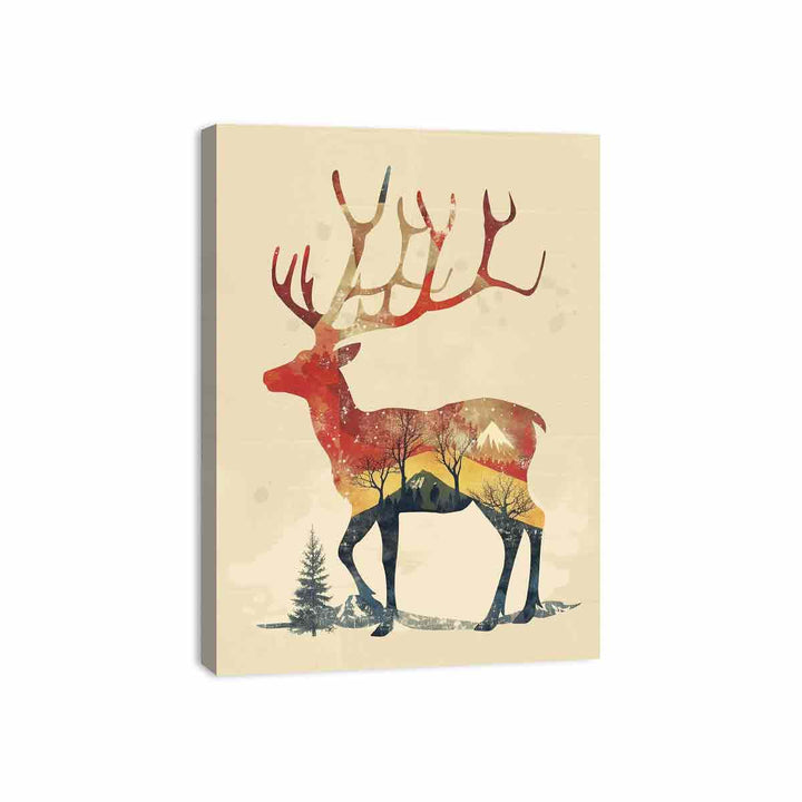 Retro Reindeer  Canvas Print