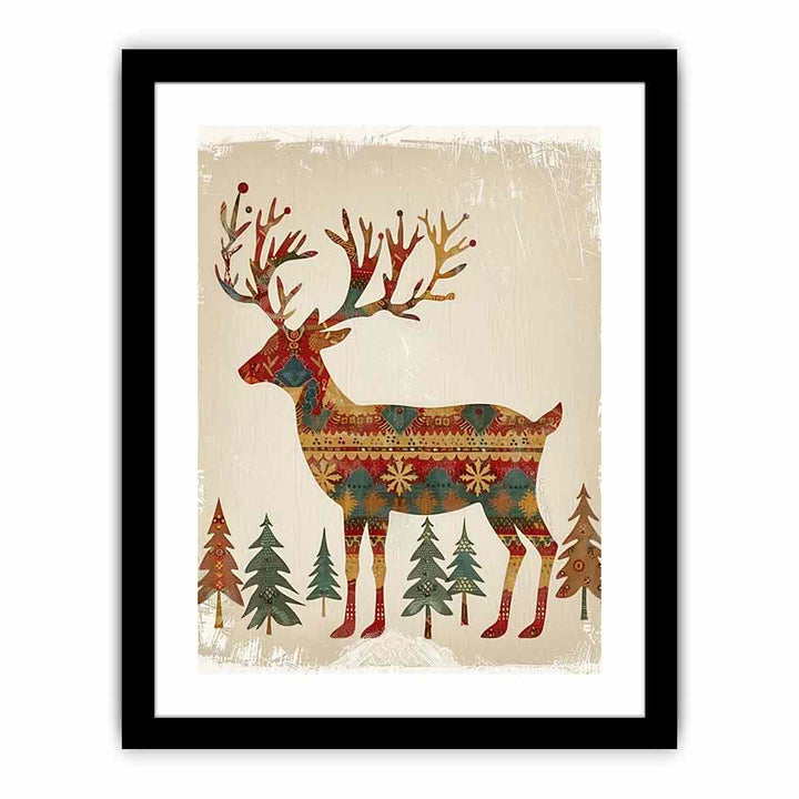 Retro Reindeer  Art Print