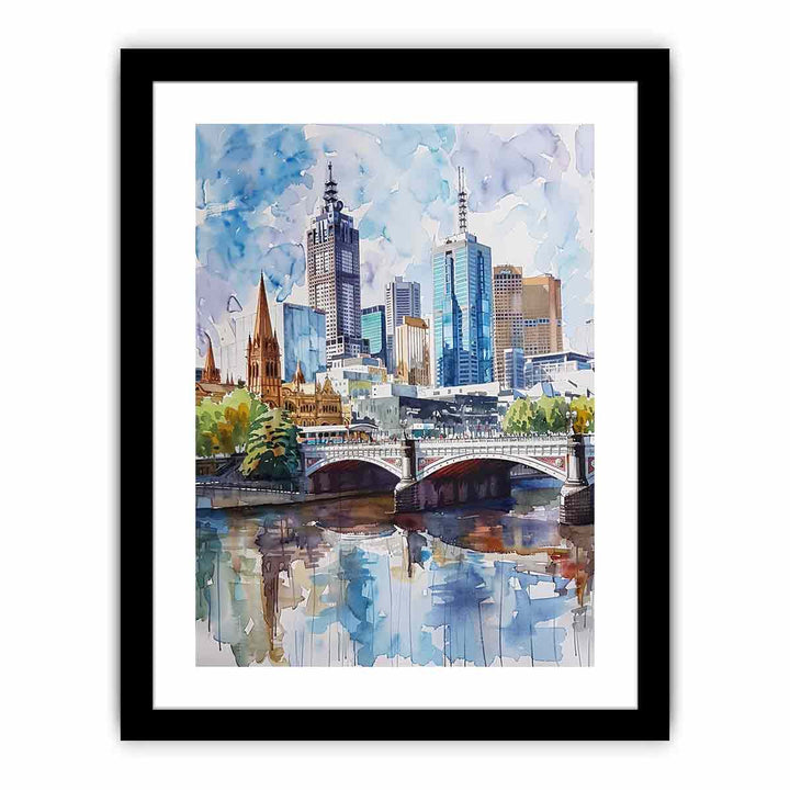 Melbourne Skyline   Art Print