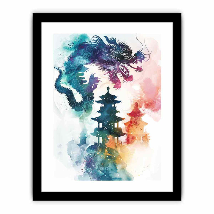 Dragon on Pagoda  Art Print