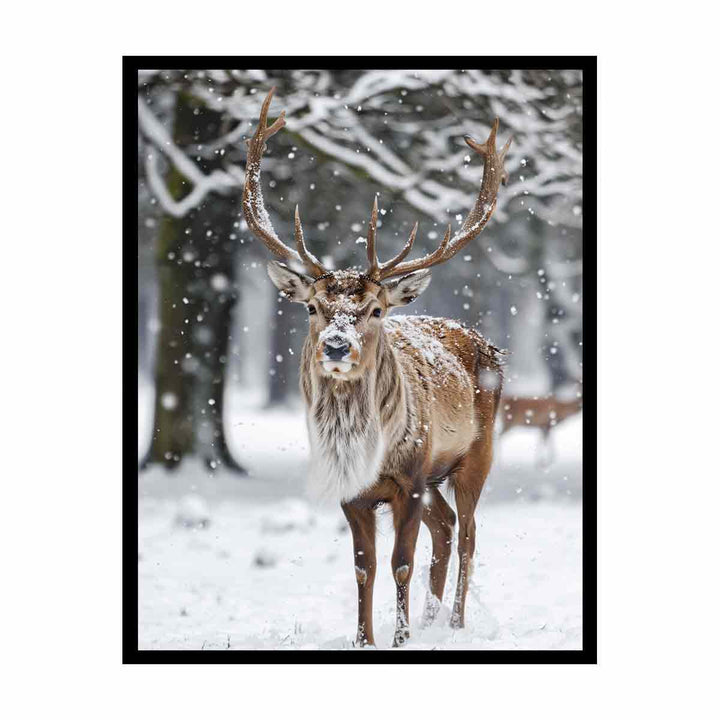 Reindeer  in Snow  Painting