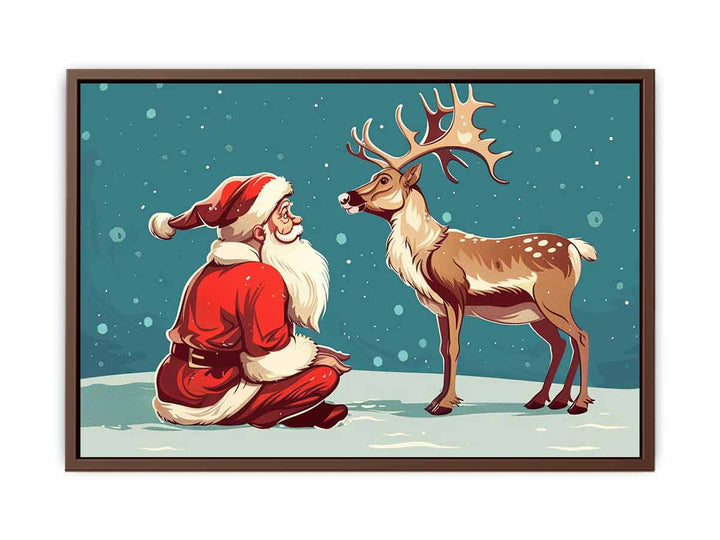 Santa with Reindeer   Poster