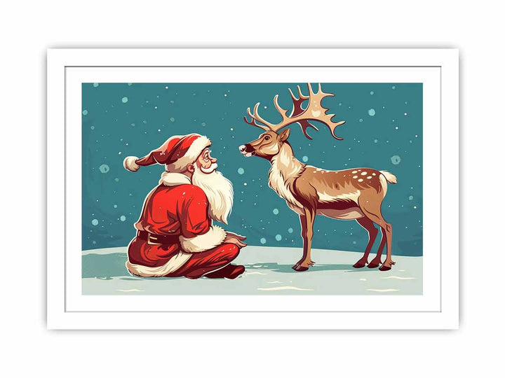 Santa with Reindeer  Streched canvas