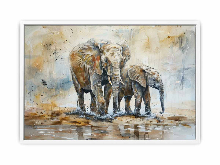 Elephant Mother &  Child Framed Print