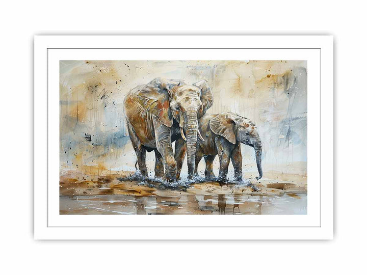 Elephant Mother &  Child Streched canvas