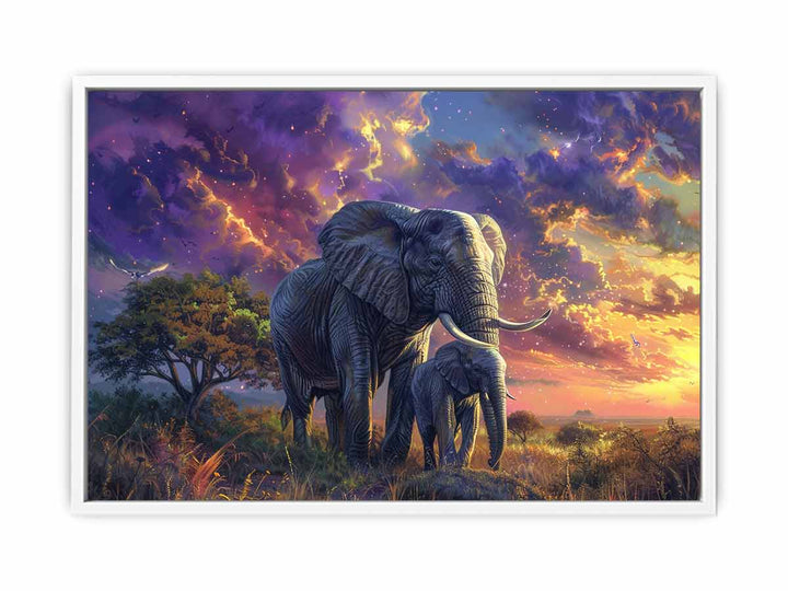 Elephant Mother &  Child Framed Print