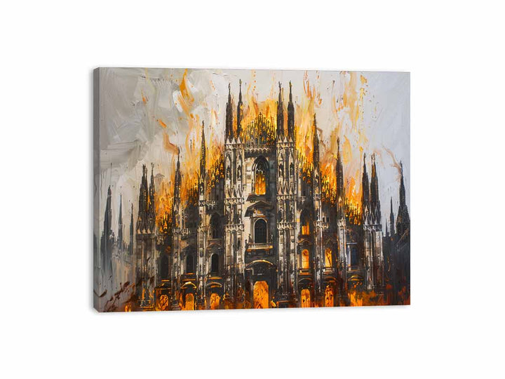 Castle On Fire Canvas Print