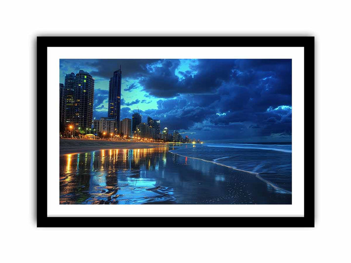 Surfer Pradise by Night  Art Print