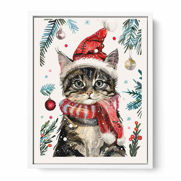 Festive Cat Framed Print