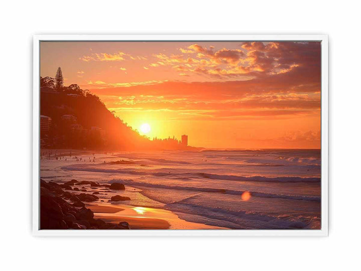 Sunset at Burleigh Heads Beach Framed Print