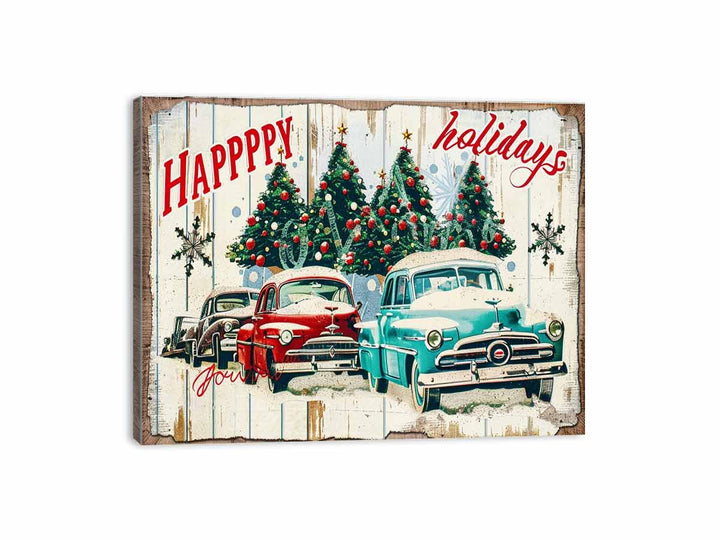 Happy Holidays Vinatge Art Canvas Print