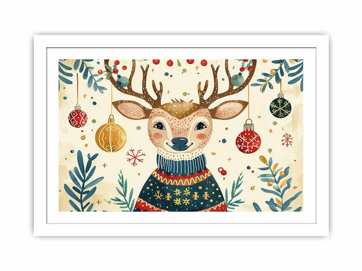 Festive  Deer  Streched canvas