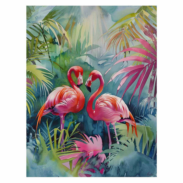 Flamingo Pair Painting Art Print