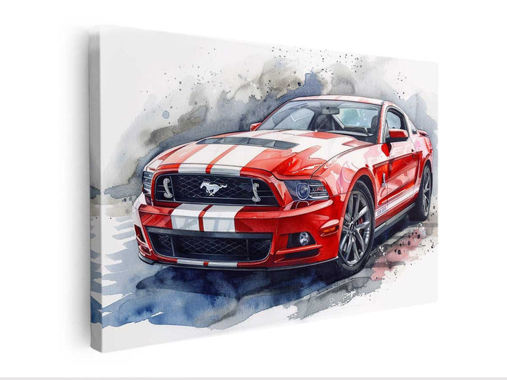 Ford Mustang Watercolor Painting canvas Print