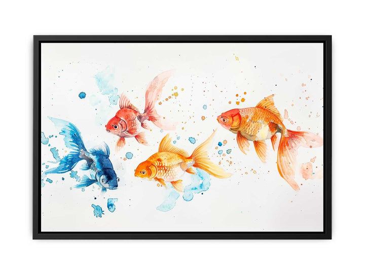 Gold Fish Watercolor Painting canvas Print