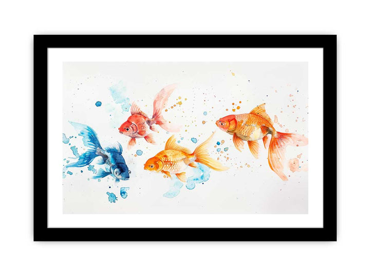 Gold Fish Watercolor Painting framed Print