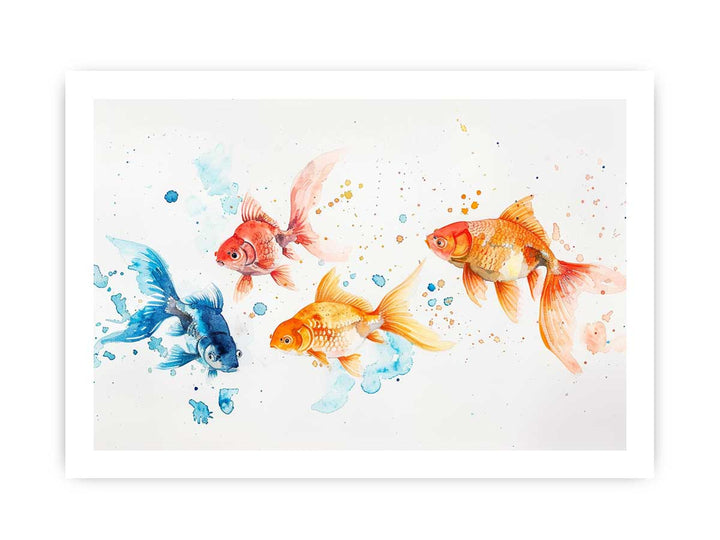 Gold Fish Watercolor Painting framed Print