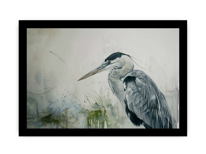 Heron Watercolor Painting framed Print