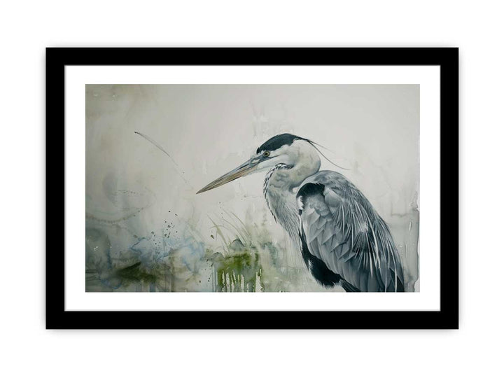 Heron Watercolor Painting framed Print